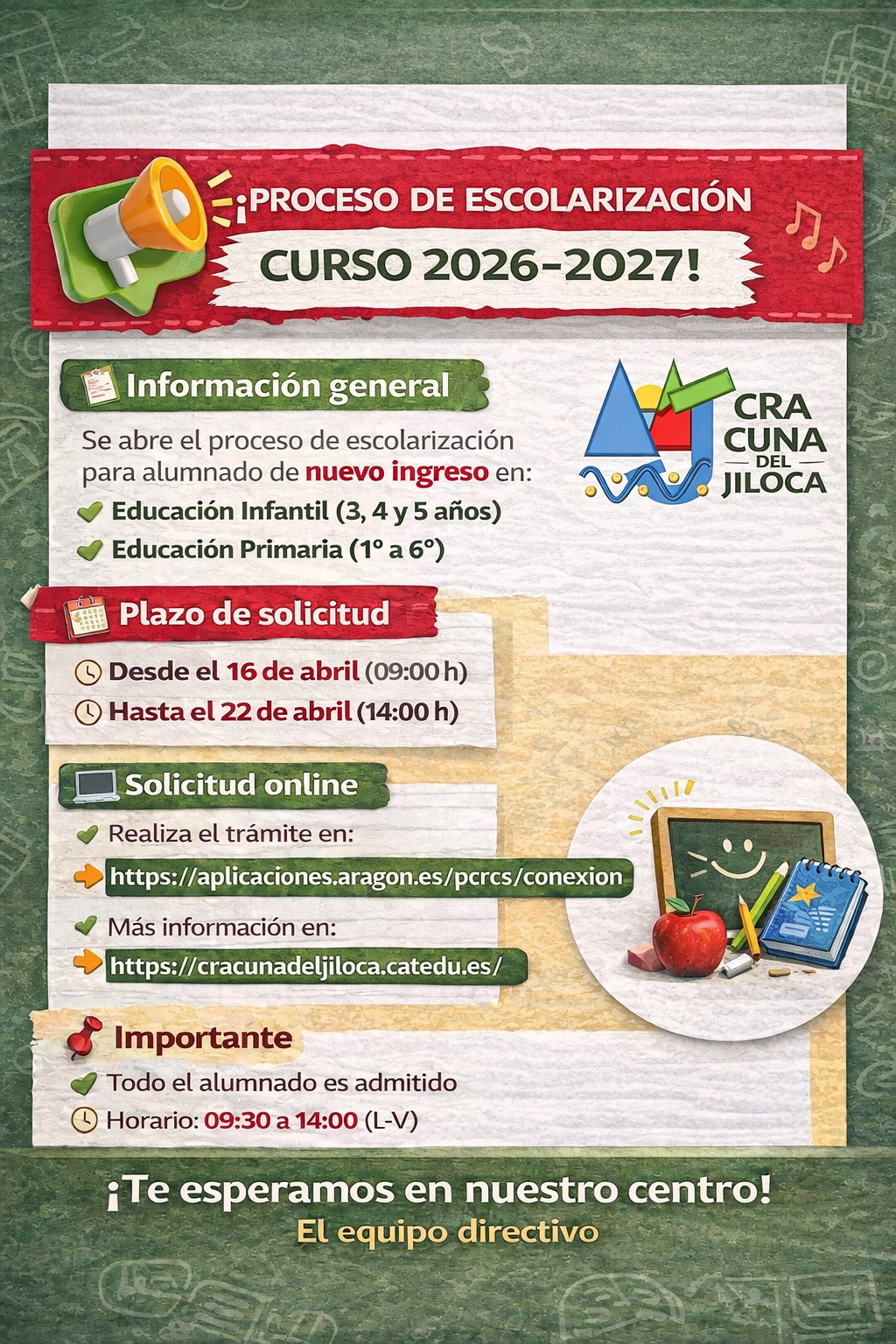 Proceso de escolarización 2026-2027